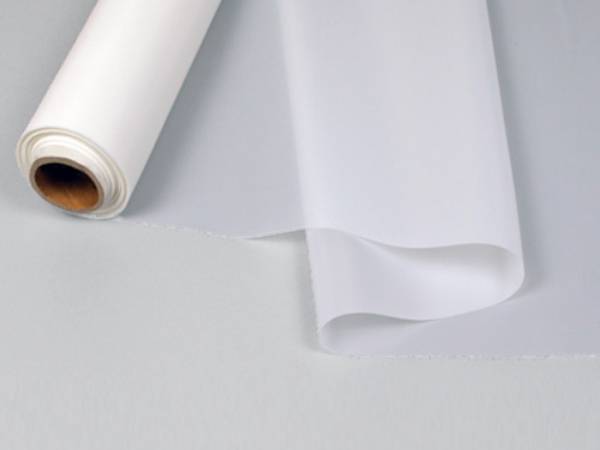 A roll of nylon ceramic screen printing mesh on gray background.